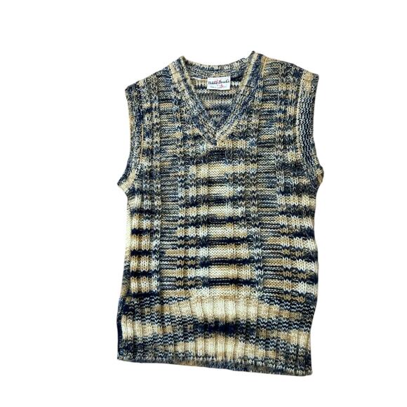 Vintage 1970s Space Dyed Stripe Knit Sweater Vest – Plaid Pattern / Medium - - Picture 3 of 5